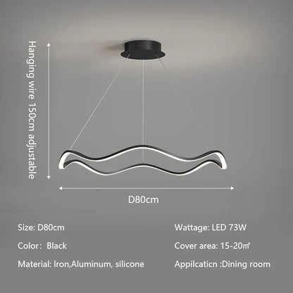 DecorBites™ Circle Wave LED Pendant Chandelier for Modern Living Dining Bedroom Lighting