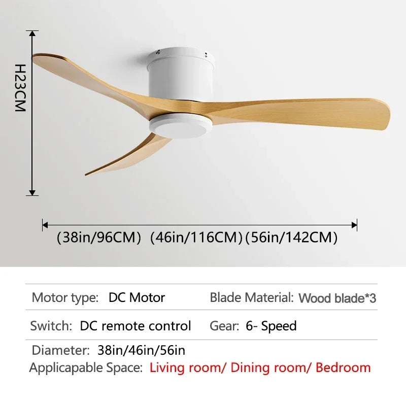 Ventilador de techo DecorBites™ con motor DC negro y control remoto de 35 W para hogar y restaurante