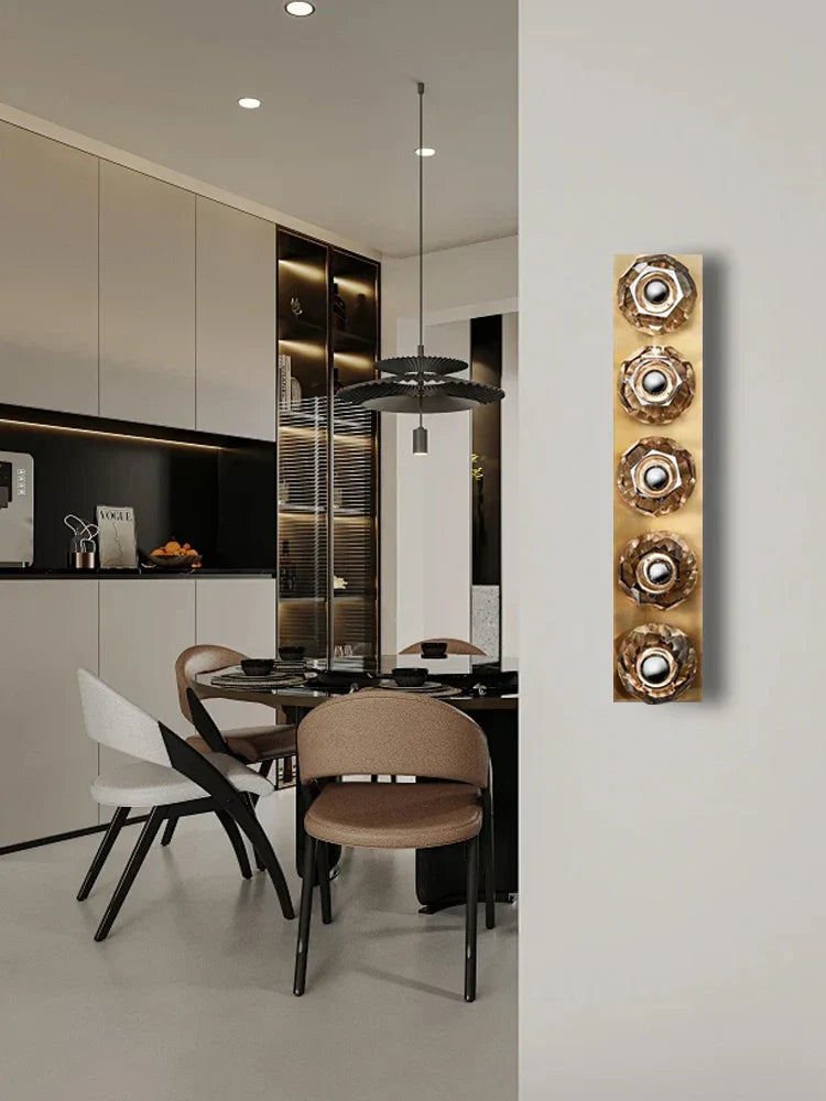 Lámpara de pared de cristal Decorbites™ en bronce y cromo, aplique de luz para salón vintage
