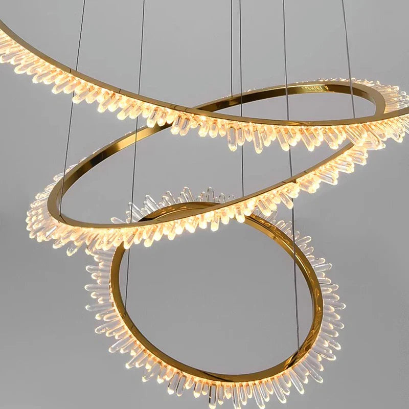 DecorBites™ Crystal Chandelier Stair Pendant Lamp for Modern Home Decoration & Living Room Lighting