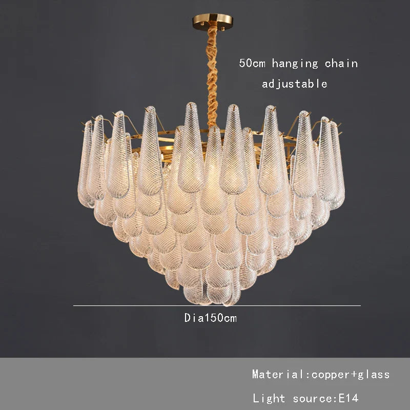 Lámpara colgante de vidrio dorado Decorbites™ para mesa de comedor y hotel, lámparas de techo modernas para vestíbulo