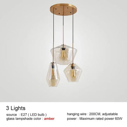 DecorBites™ Glass Chandelier Lighting for Home Dining Room Kitchen Decor Pendant Lights