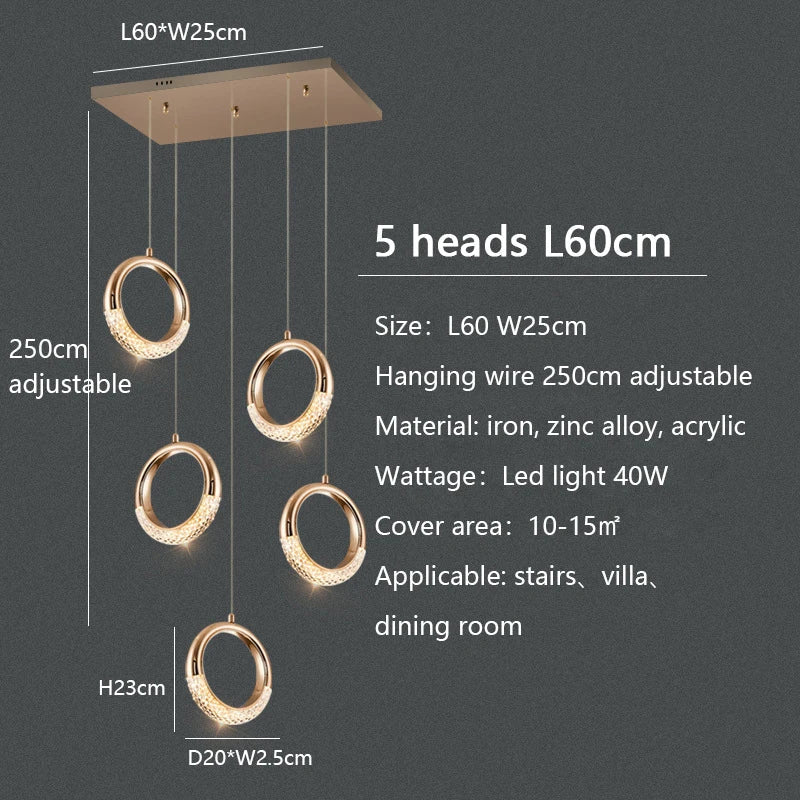 DecorBites™ Circle Ring LED Chandelier Light for Luxe Living Spaces