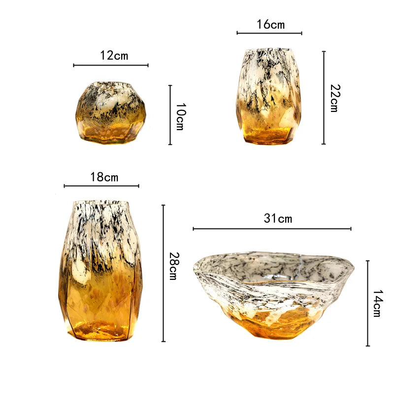 DecorBites™ Degradados Jarrón de vidrio negro Terrario Maceta Cuenco Organización de escritorio Macetas para flores