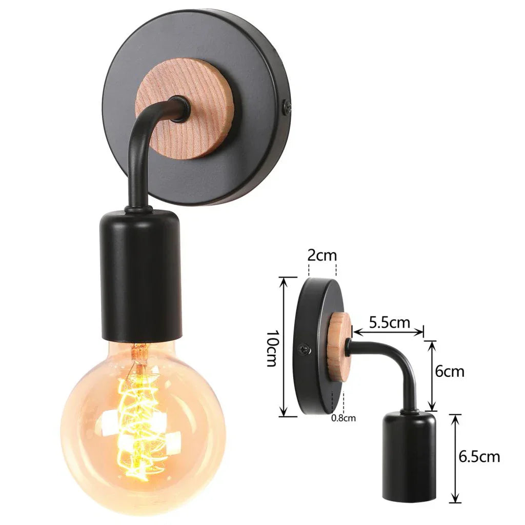Aplique de pared LED industrial DecorBites™ estilo loft retro con pantalla de hierro E27