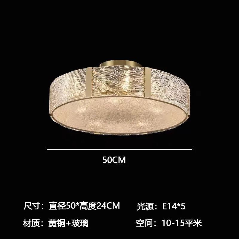 DecorBites™ Gold Glass Ceiling Chandelier LED Suspension Luminaire for Home Decor