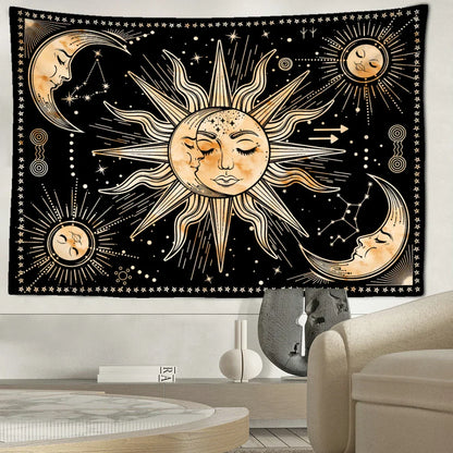 Decobites Star Sun Moon Tarot Tapestry: Mystic Hippie Wall Hanging for Home Decor