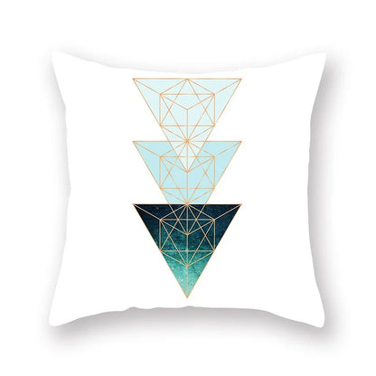 غطاء وسادة DecorBites™ بتصميم أوراق الشجر الهندسية وزهور باللون الأزرق المخضر لتزيين الأريكة والسيارة والمنزل