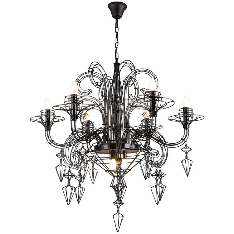 DecorBites™ Baroque Black Candle Chandelier Pendant Lamp for Bedroom, Living Room & Restaurant