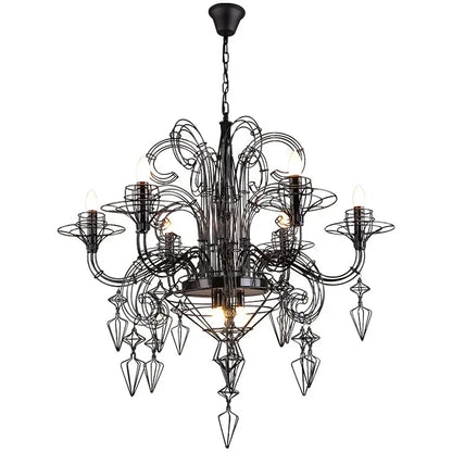 DecorBites™ Baroque Black Candle Chandelier Pendant Lamp for Bedroom, Living Room & Restaurant