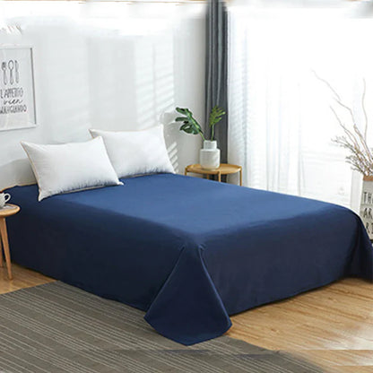 DecorBites™ Cotton 4pcs Bedding Set Double Queen Solid Color Duvet Cover Flat Bed Sheet