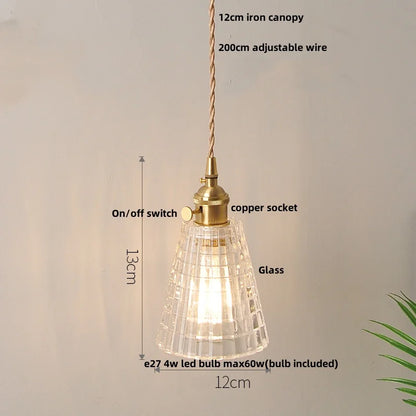 DecorBites™ Glass Copper LED Pendant Lamp with Wire Adjustment & Knob Switch
