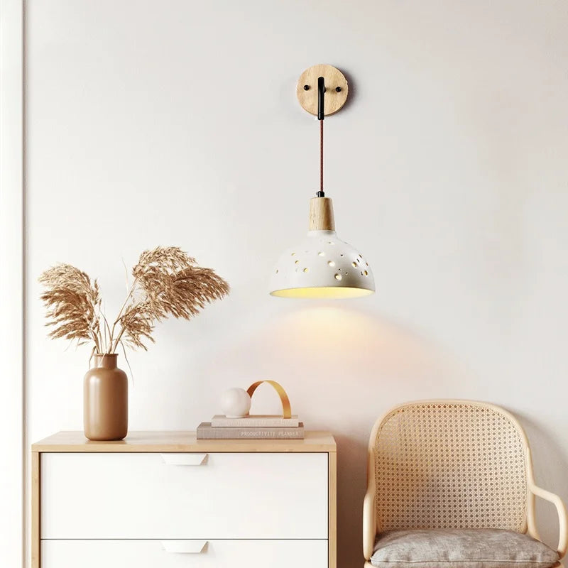 DecorBites™ Japanese Style LED Wood Wall Light with Pull Chain Switch for Bedroom and Restaurant