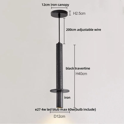 ديكوربايتس™ مصابيح LED معلقة من الحديد الأسود من حجر وابي سابي، مصباح معلق لديكور المدخل