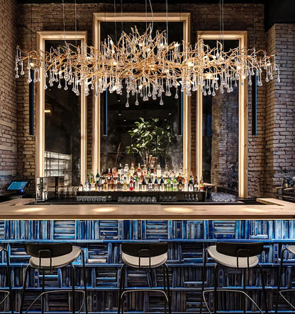 DecorBites™ French Crystal Chandelier for Dining Room: Elegant Copper Branch Ceiling Light