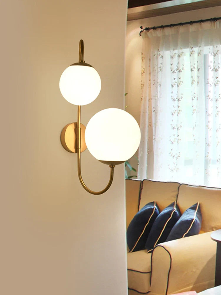 DecorBites™ Gold Glass Ball Wall Sconce LED Round Ball Wall Lamp