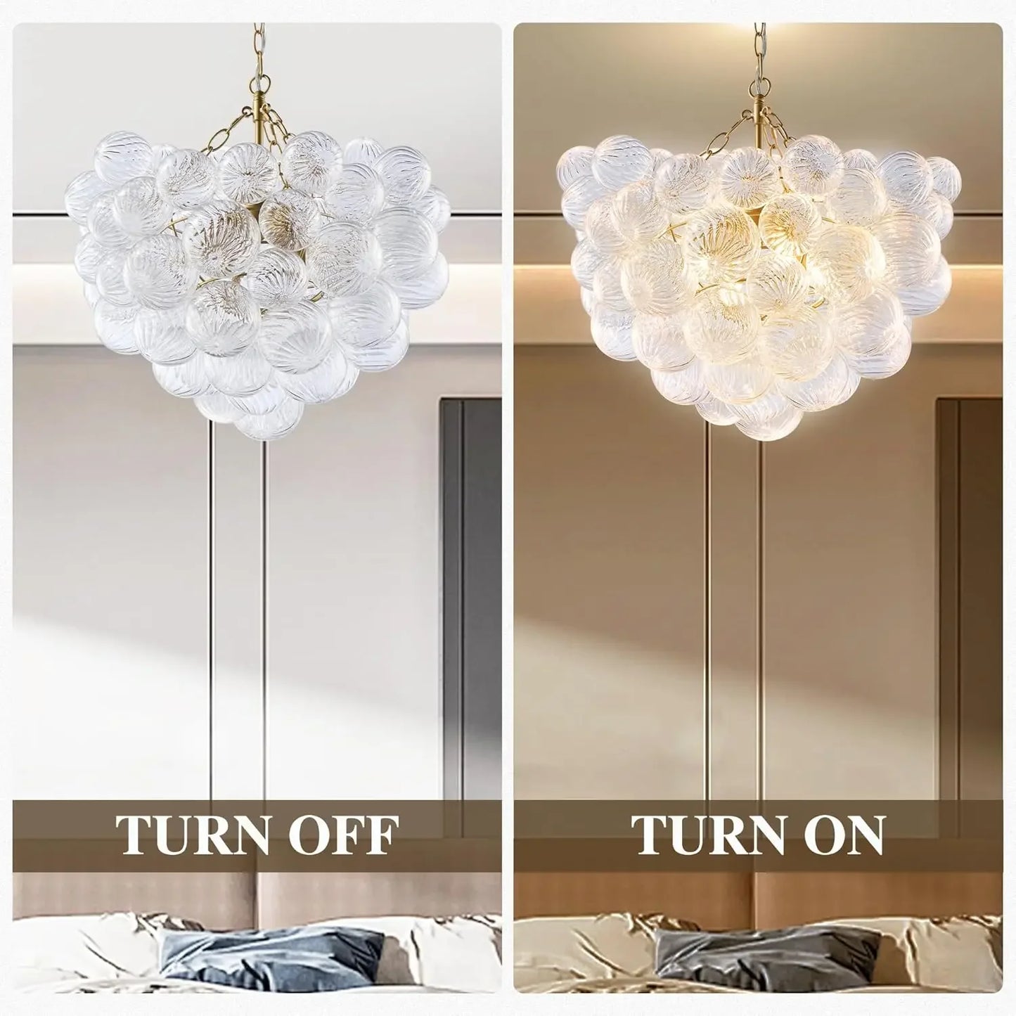 Nordic Glass Bubble Hanging Chandelier Large Foyer Round Ball Ceiling Pendant Light LED Ceiling Chandelier for Dining Room