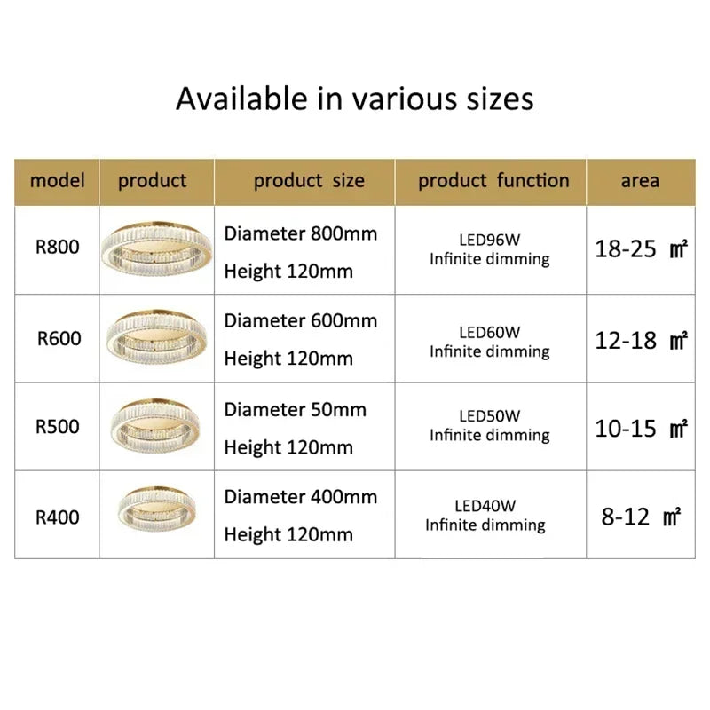 DecorBites™ Crystal LED Ceiling Chandelier – Modern Home Décor Lighting for Living Room, Bedroom