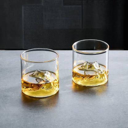 Copa de vino DecorBites™ Glacier: Vaso de whisky de estilo japonés con diseño del monte Fuji
