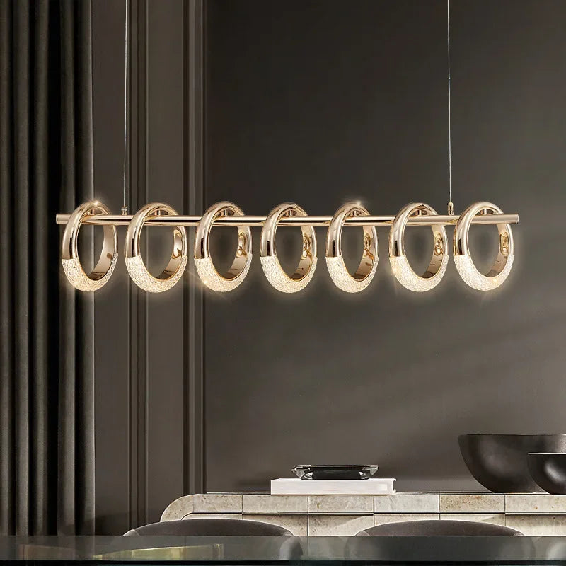 Lámpara de Araña LED de Anillo Circular de Acrílico Dorado Decorbites™
