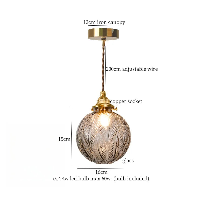 DecorBites™ Clear Glass Copper LED Pendant Lamp for Home Decor & Lighting