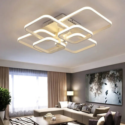 DecorBites™ LED Ceiling Light 4 Rings 78W Square for Living Room Bedroom Bar