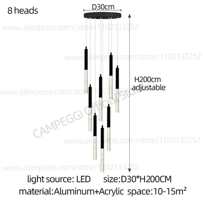 DecorBites™ Cylindrical Chandelier: Modern Nordic Indoor Lighting for Living Room, Staircase & Ceiling