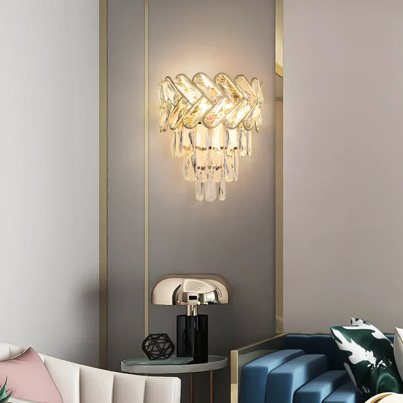Aplique de pared DecorBites™ Crystal Gold de acero inoxidable con luz LED regulable