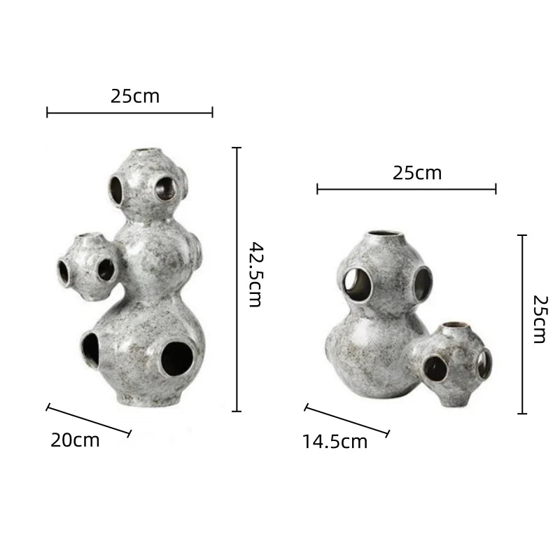 ديكوربايتس™ - تمثال خزفي على شكل أنبوب مجوف تجريدي على شكل كوكب - إكسسوار ديكور منزلي