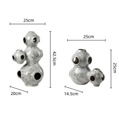 ديكوربايتس™ - تمثال خزفي على شكل أنبوب مجوف تجريدي على شكل كوكب - إكسسوار ديكور منزلي