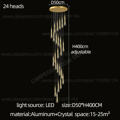 Lámpara colgante LED de cristal DecorBites™ para una sala de estar moderna y lujosa