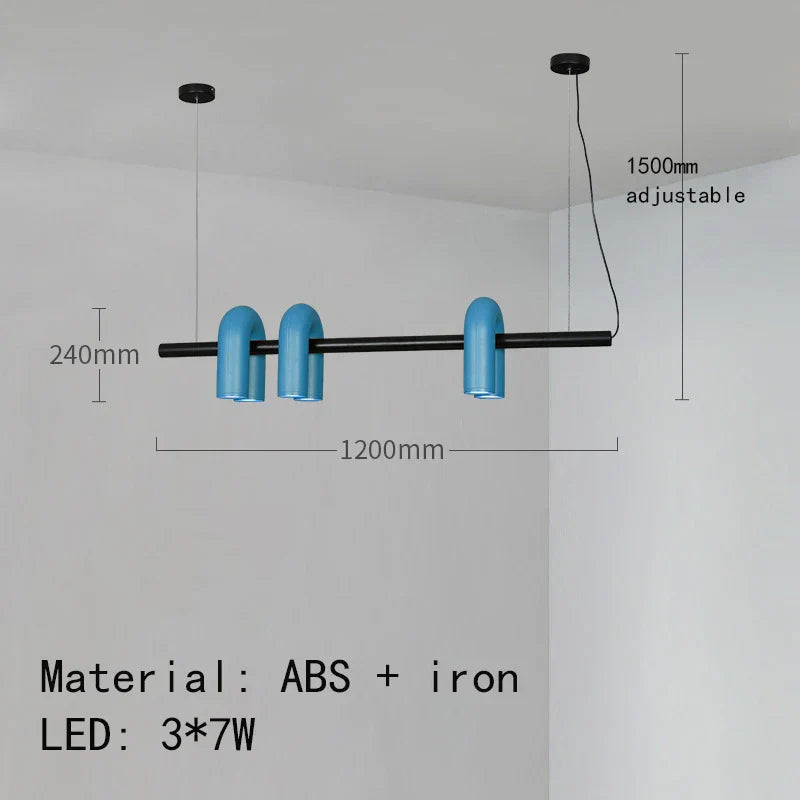 DecorBites™ Art Deco Metal Chandelier in Orange Blue Gray Black for Home and Business