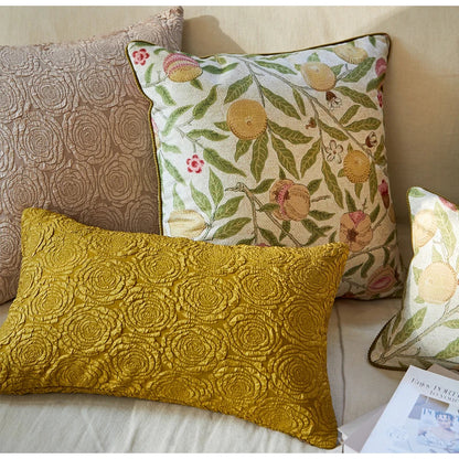 DecorBites™ Citron Flowers Plants Print Pillow Case: Farmhouse Decorative Cushion Cover