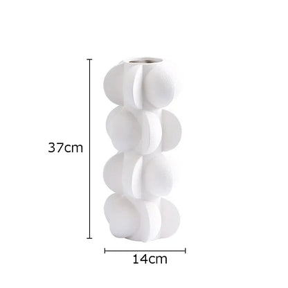 مزهرية راتنجية حلزونية هندسية من DecorBites™ - مزهرية زهور باللونين الأبيض والأسود لديكور المنزل