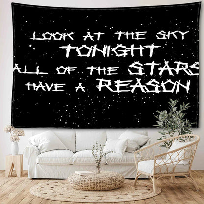 Decobites Black Sky Art Tapestry: Lil Peep Aesthetic Dorm Decor for Mysterious Vibes