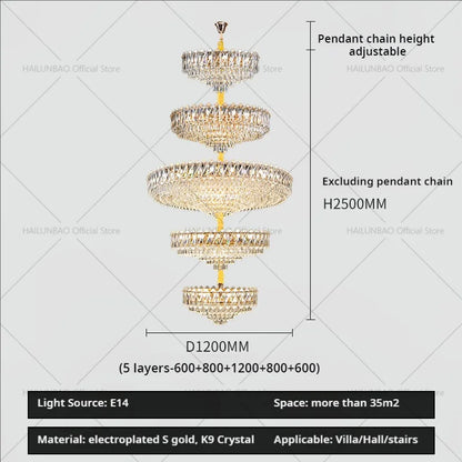 DecorBites™ Crystal Living Room Chandelier: Modern Luxury High-Rise Villa Personality Creative Hotel Décor