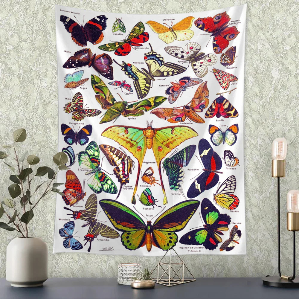 Decobites Butterfly Vintage Tapestry Wall Hanging Natural Boho Art Decor