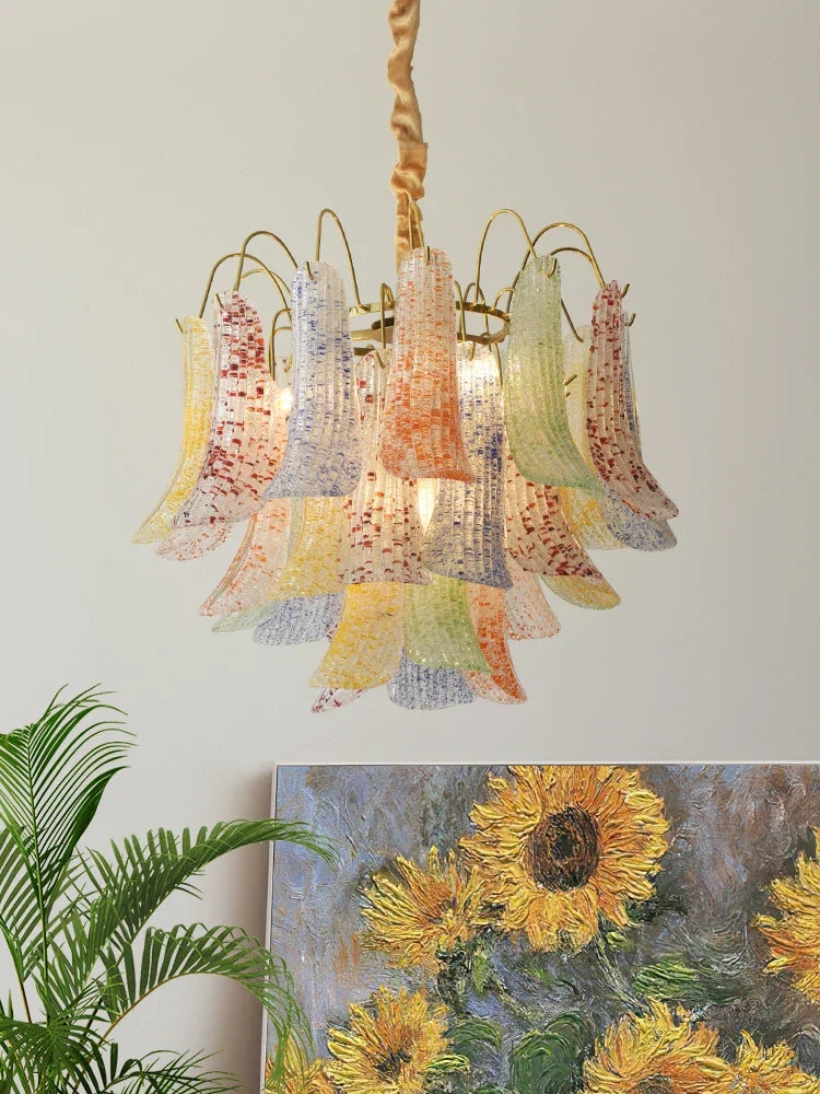 DecorBites™ Crystal Chandelier: French Light Luxury Retro Color Living Room Villa Dining Room Lamps