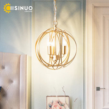 DecorBites™ Gold Globe Chandelier Pendant Light for Living Room & Dining Room