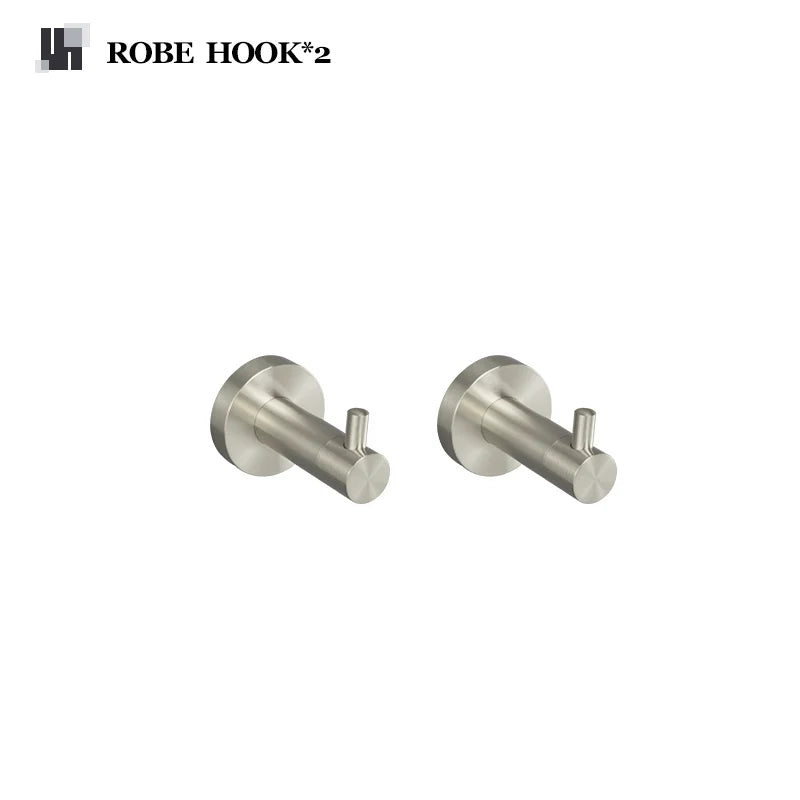 DecorBites™ Brushed Nickel Stainless Steel Bathroom Hardware Set Towel Bar Ring Holder Robe Hook