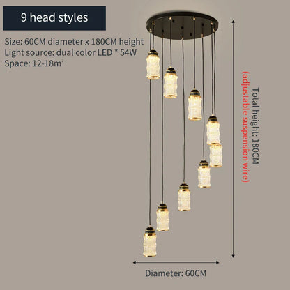 DecorBites™ Chinese Style Spiral Staircase Chandelier for Villa & Restaurant, LED Lamps