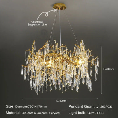 DecorBites™ Crystal Chandelier: Modern Luxury Long Light for Kitchen, Dining, Living, and Bedroom