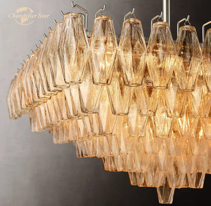 DecorBites™ Chiara Glass LED Square Chandelier for Living Dining Room Lighting