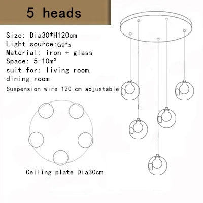 DecorBites™ Bubble LED Chandelier: Modern Art Glass Ball Lighting for Home, Hotel, Hallway