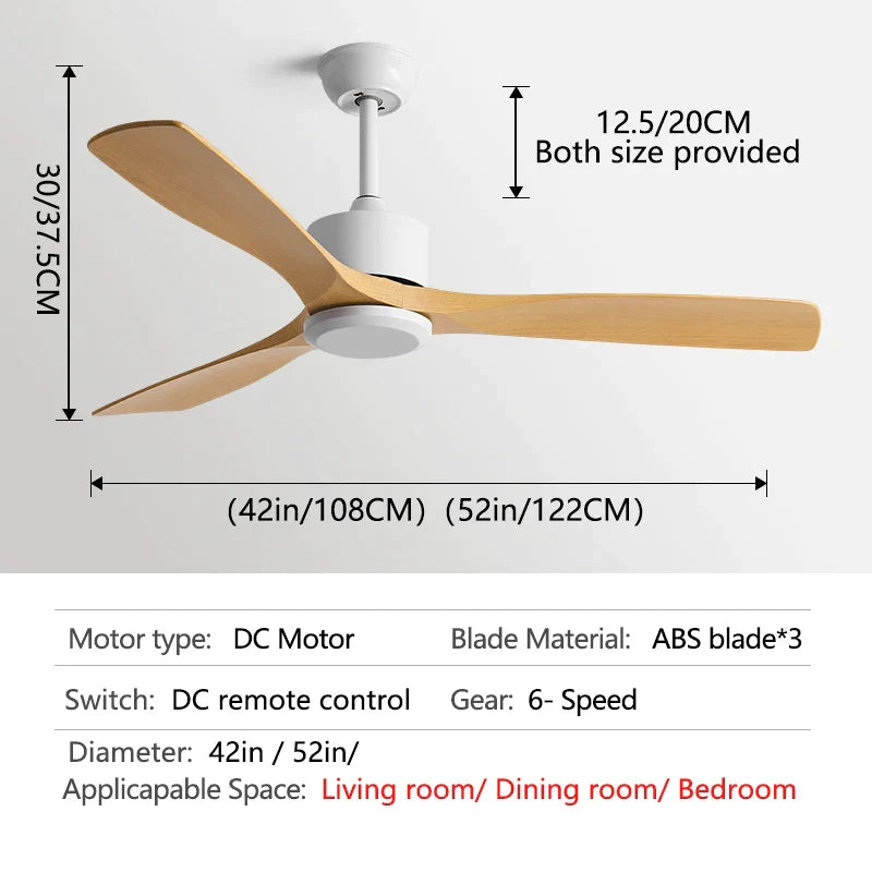 مروحة سقف صناعية سوداء من ديكوربايتس™ مقاس 52 بوصة، تدفق هواء قوي، غرفة معيشة، مكتب، تجاري