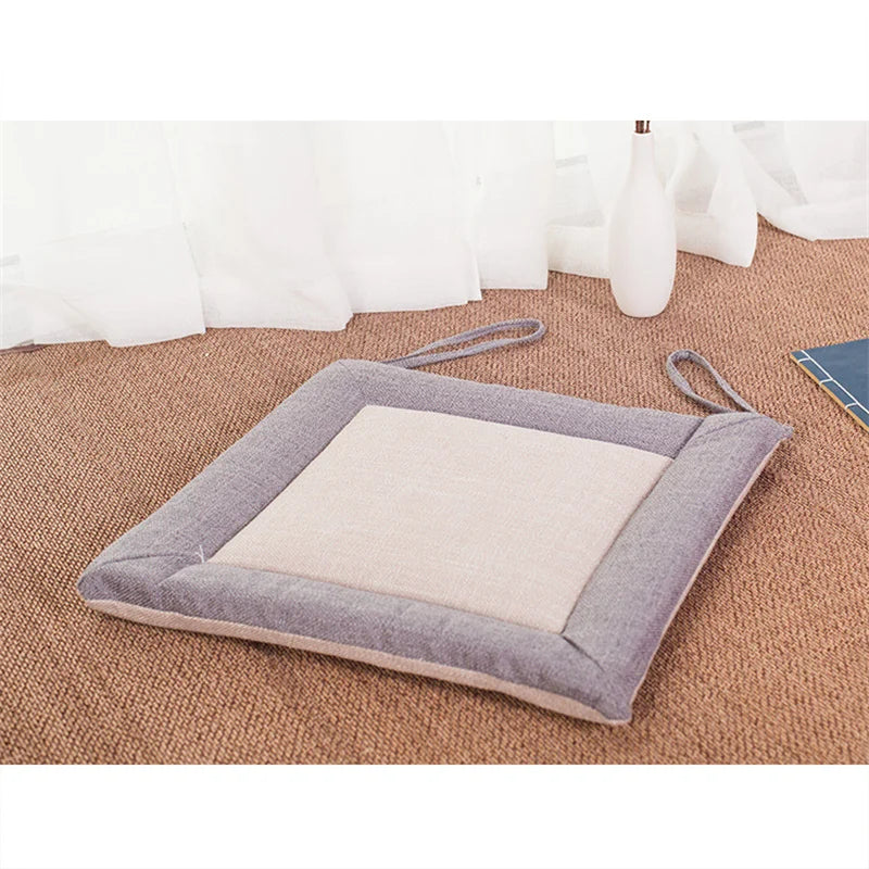DecorBites™ Linen Seat Cushion: Comfortable Non-slip Chair Pad with Strap