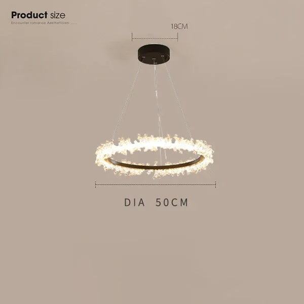 Chandelier de Anillo de Cristal Dorado Decorbites™ para la Decoración de Sala de Estar y Restaurante
