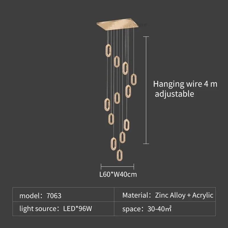 DecorBites™ Crystal Rings Chandelier: Staircase Luxury LED Lighting Fixture