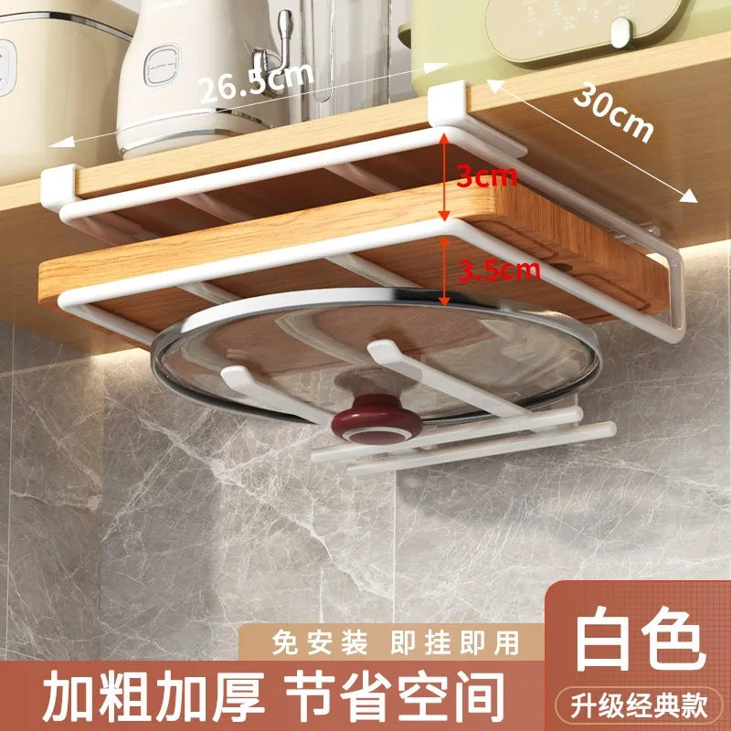 DecorBites™ Kitchen Rack: Cupboard Paper Towel Rags Hanger with Hooks