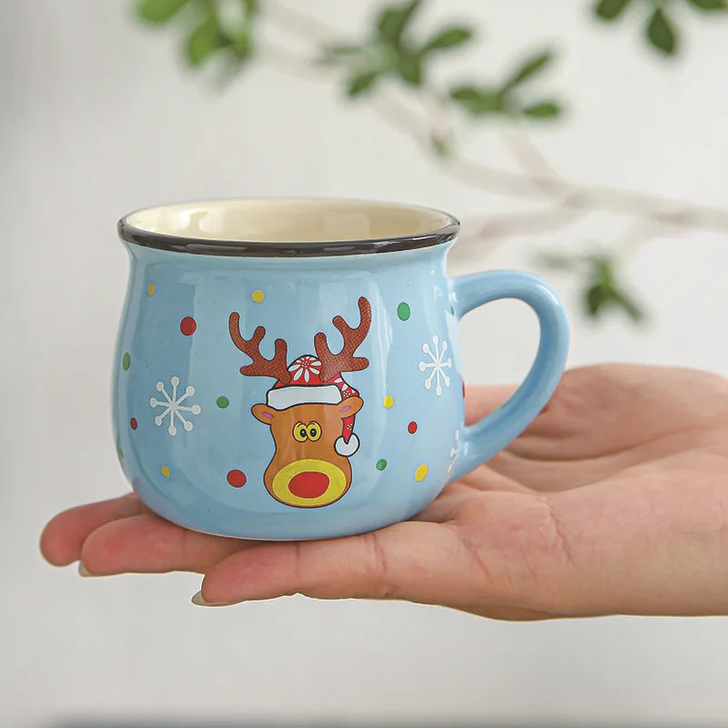 150ML Ceramic Christmas Cup Cartoon Santa Style Cute Elk Mousse Cup Breakfast Water Drinking Tools Coffee Milk Mug for Household